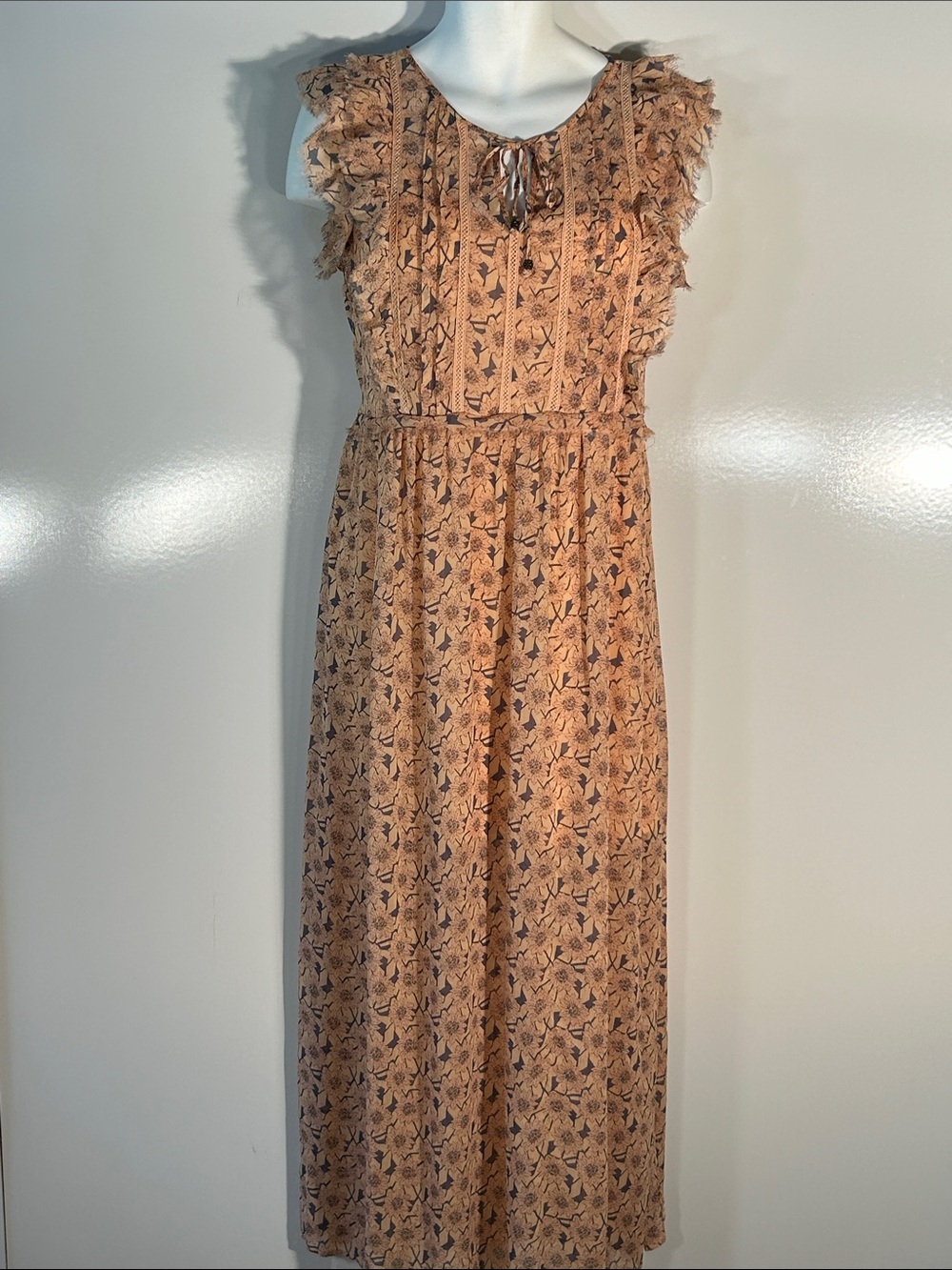 Xhilaration SZXL Flowy Floral Maxi Dress Lace Cottage Coquette Boho Fairy Ranch